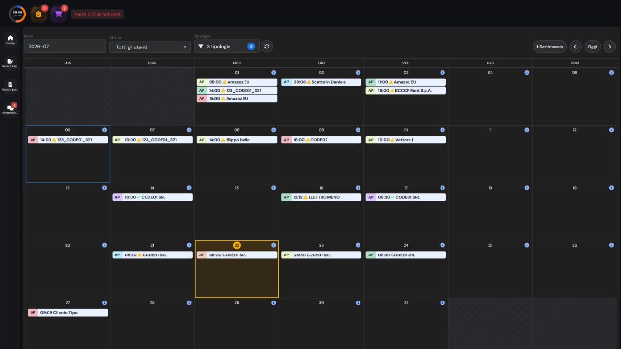 Calendario — Screenshot principale