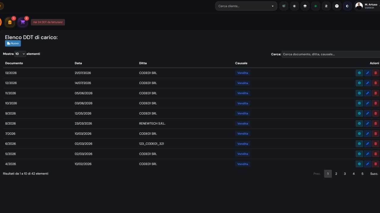 DDT Carico — Screenshot principale