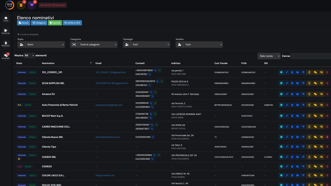 Anagrafica Clienti — Screenshot principale