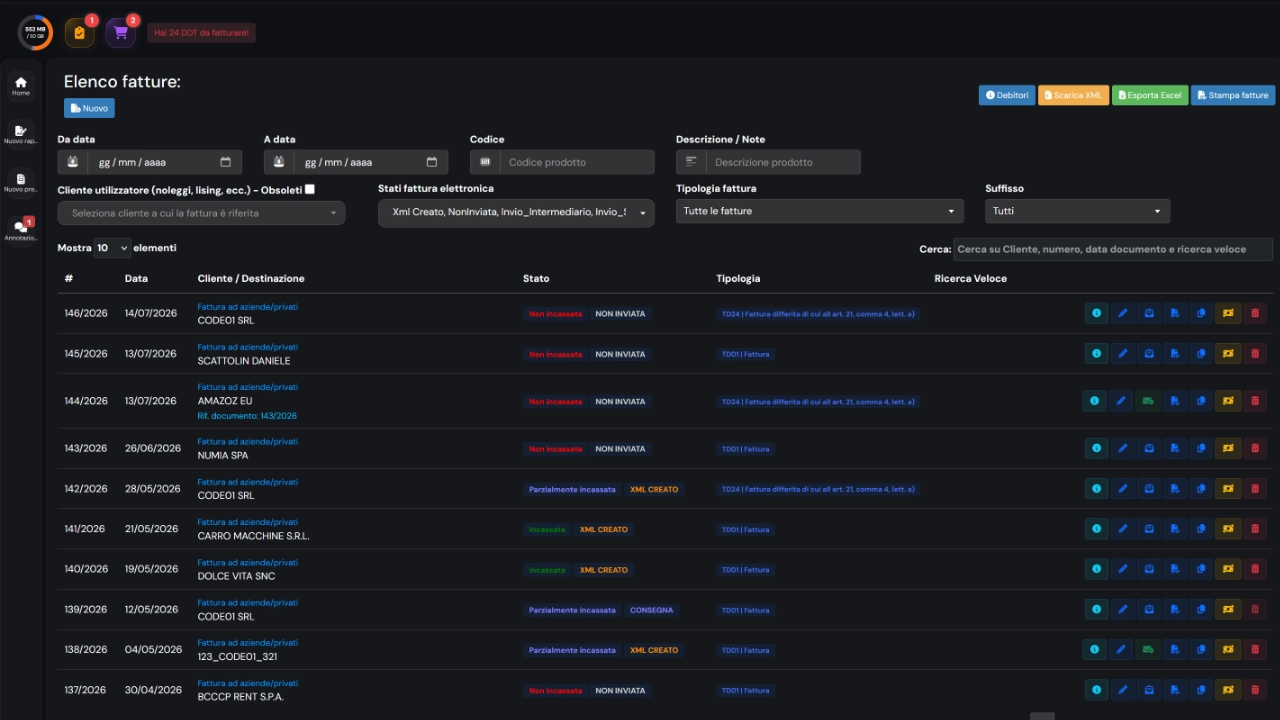 Fatture — Screenshot principale