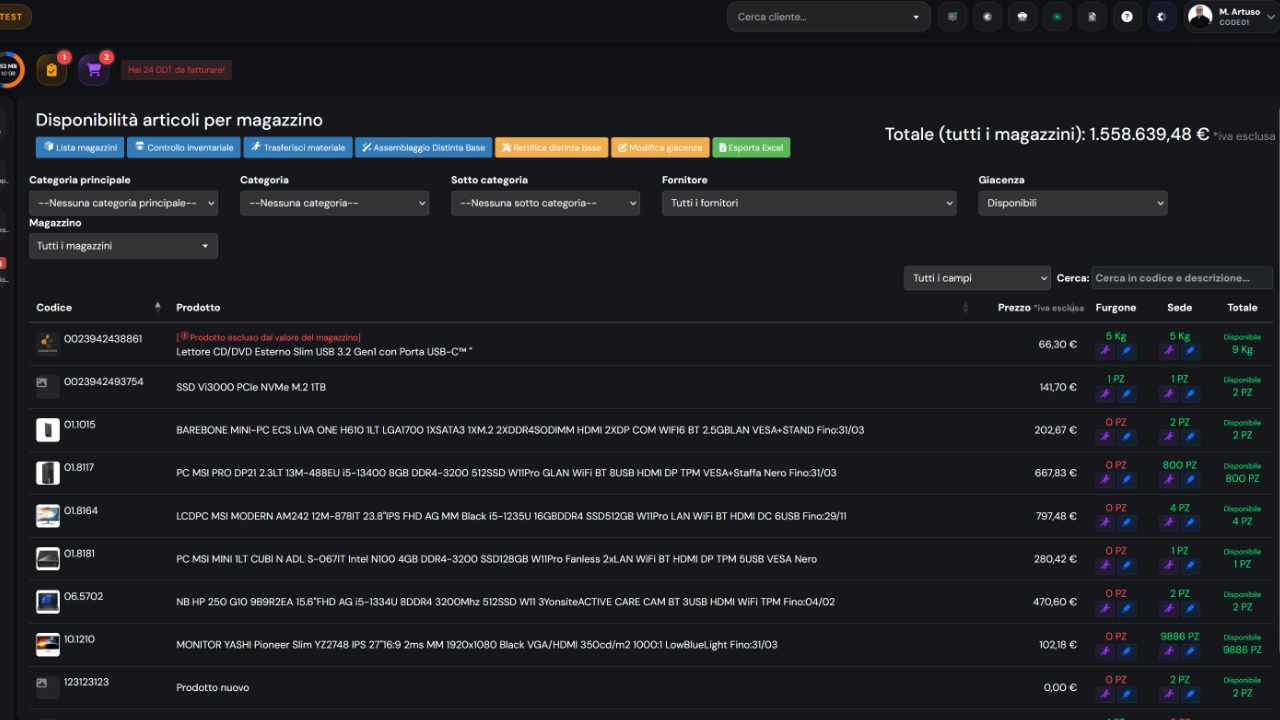 Magazzino — Screenshot principale